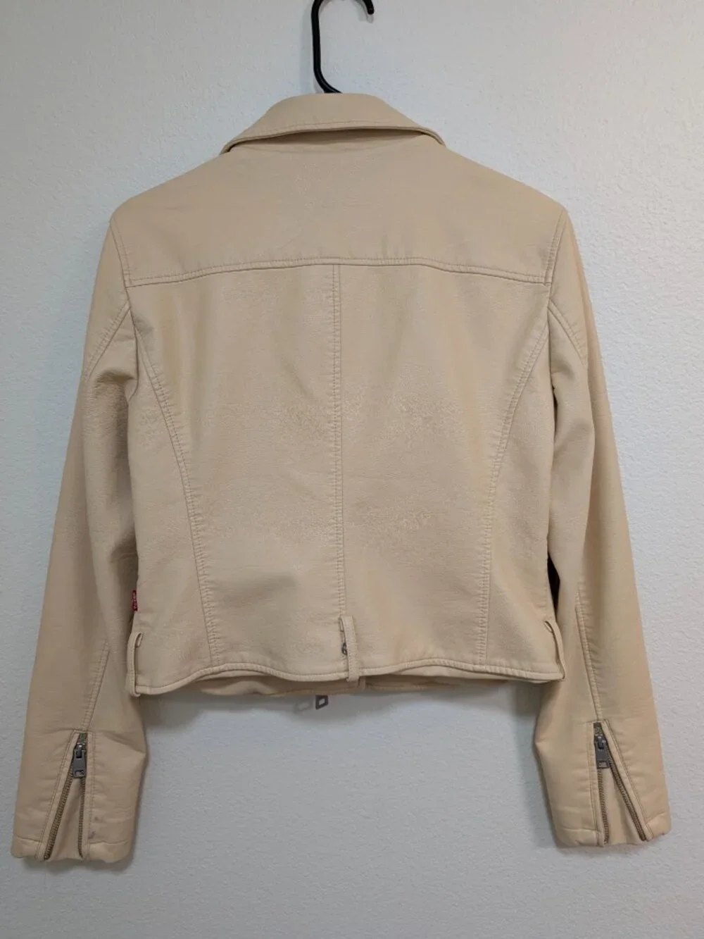 Levi Strauss Women's Cream‎ Leather Biker Jacket